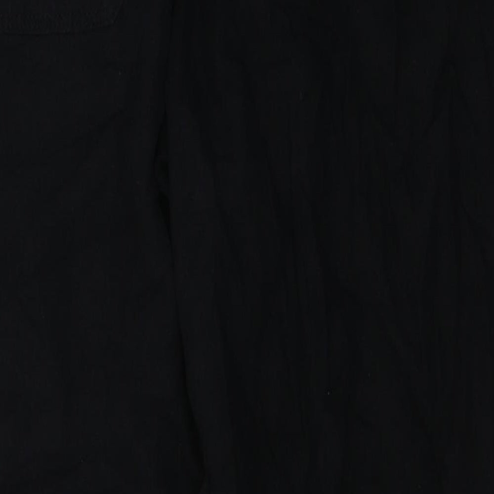 Marks & Spencer Womens Black Flax Trousers Size 4 L25 in Regular Tie