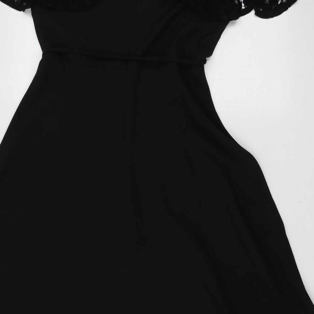 Julian Taylor Womens Black Cotton Fit & Flare Size 8 Halter Zip - cold shoudler