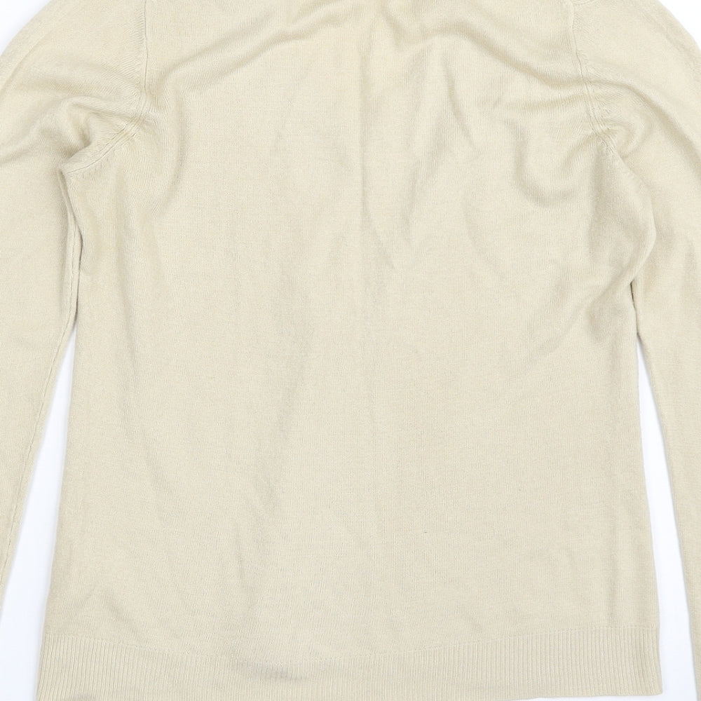 NEXT Womens Beige V-Neck Acrylic Pullover Jumper Size 12