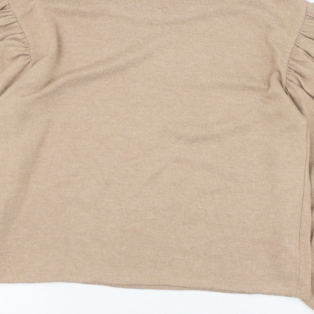 Zara Womens Brown Round Neck Polyester Pullover Jumper Size S