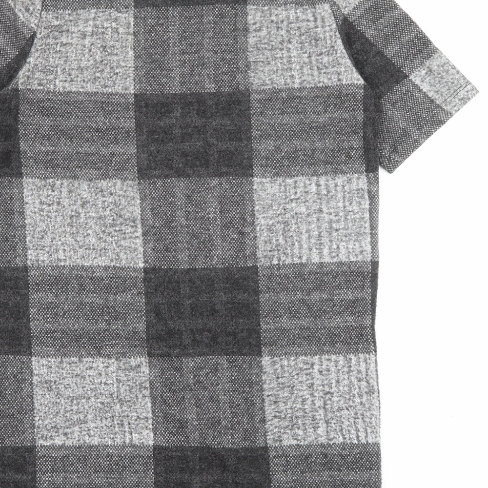 River Island Womens Grey Check Polyester Jumper Dress Size 8 Crew Neck