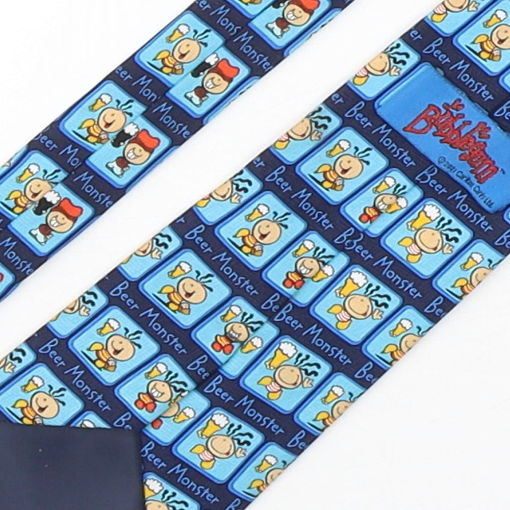 BubbleGum Mens Blue Geometric Polyester Pointed Tie One Size