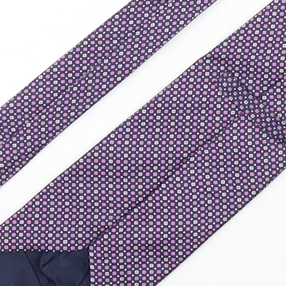 Marks & Spencer Mens Purple Geometric Silk Pointed Tie One Size