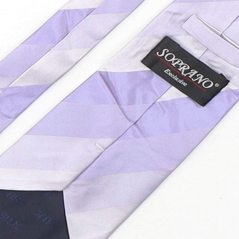Soprano Mens Purple Striped Silk Pointed Tie One Size