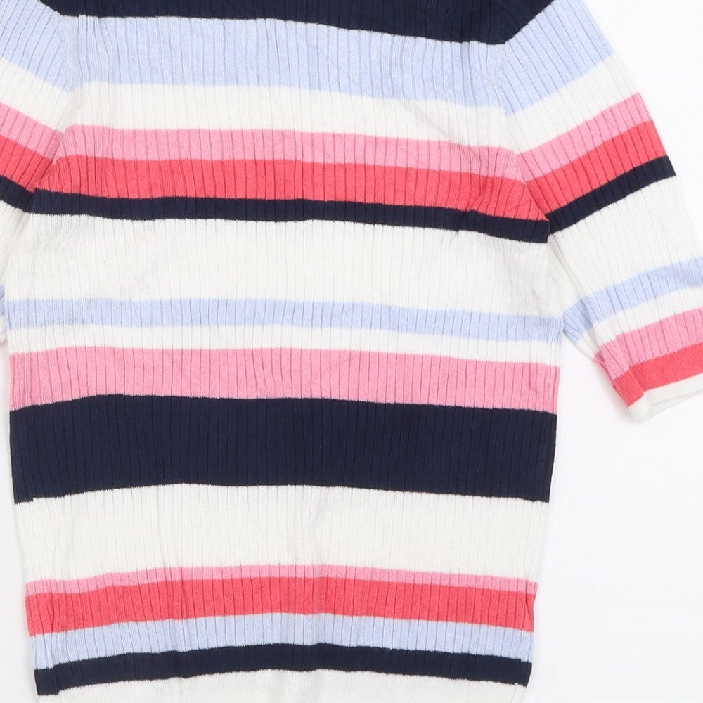 Marks & Spencer Womens Pink Crew Neck Striped Viscose Pullover Jumper Size 10