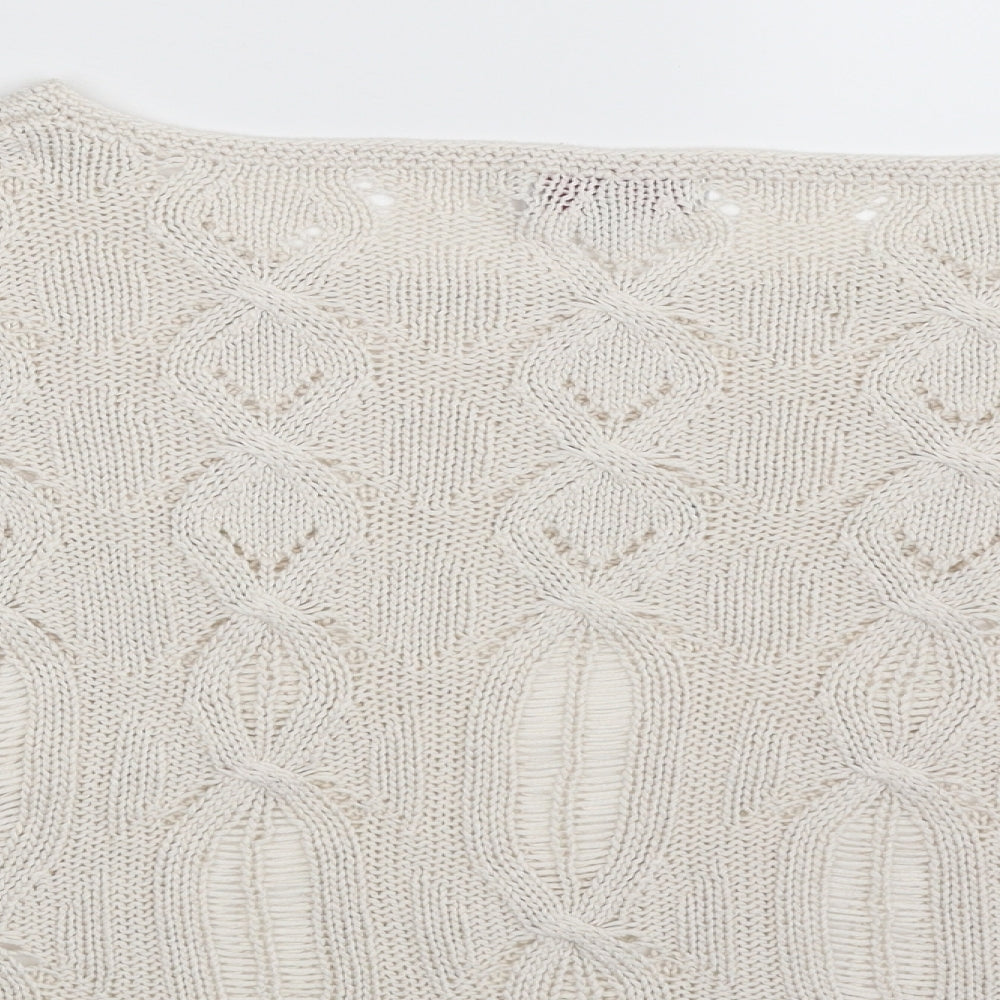 Matalan Womens White Boat Neck Argyle/Diamond Acrylic Pullover Jumper Size 10