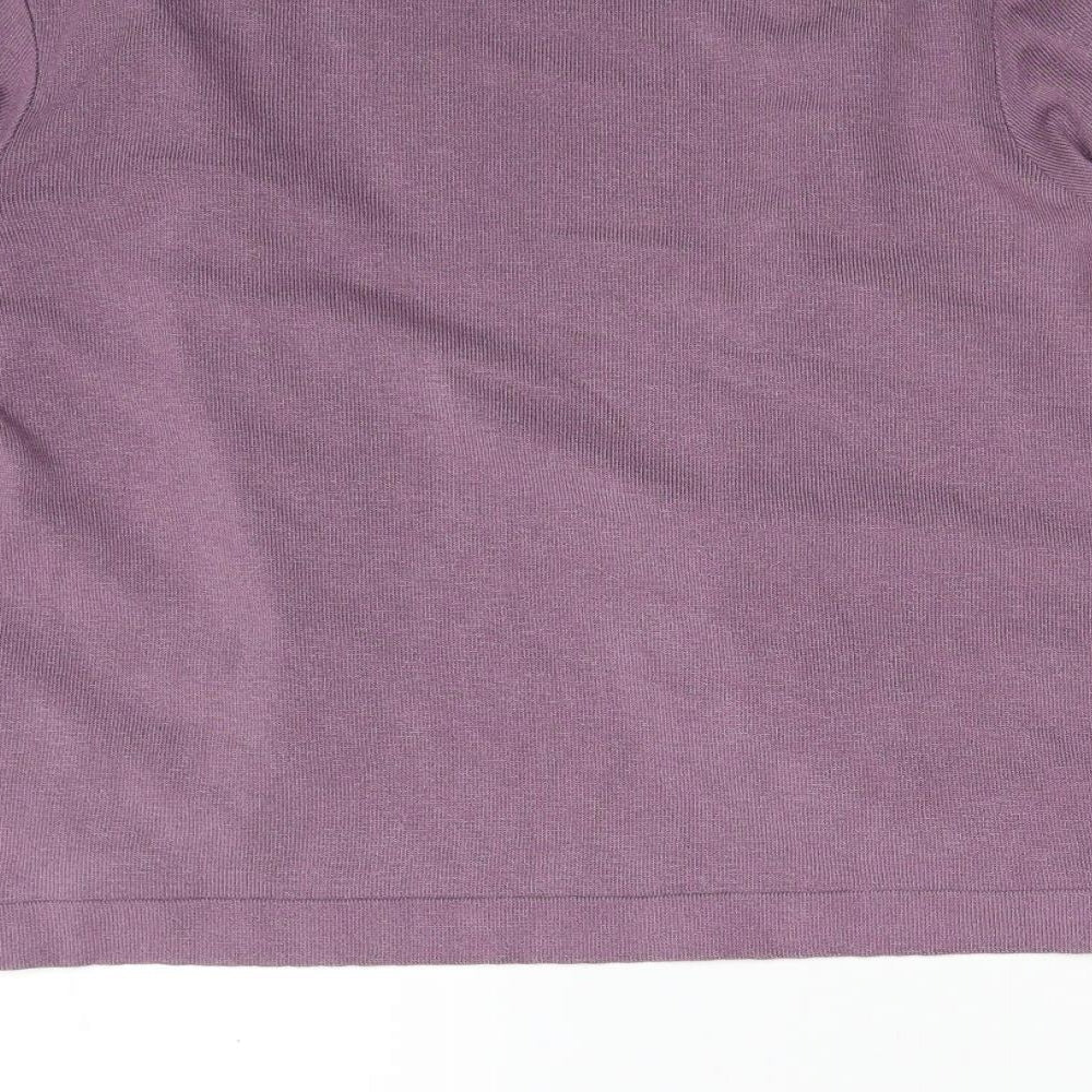 Afibel Womens Purple V-Neck Acrylic Cardigan Jumper Size 14