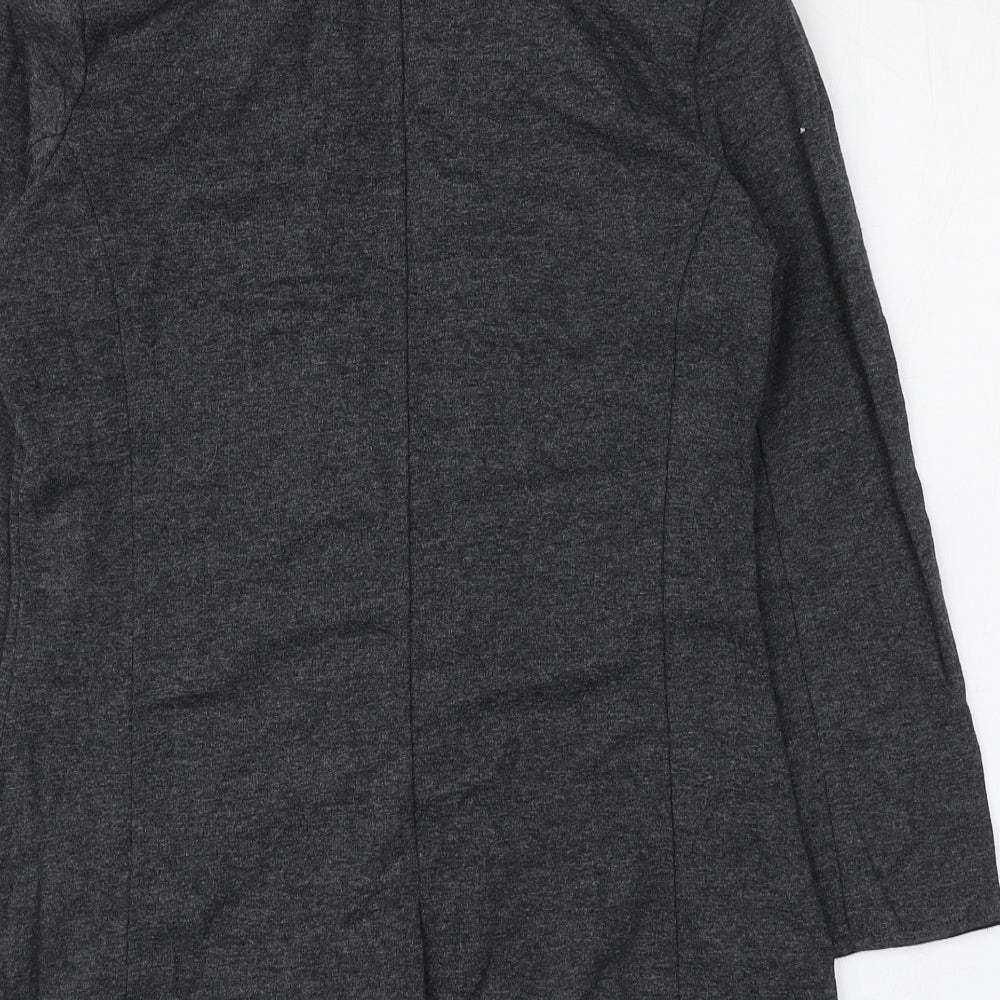 Denim & Co. Womens Grey Jacket Blazer Size 8 Button