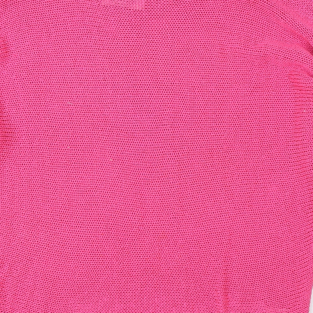 Isabella D Womens Pink Acrylic Basic Blouse Size L Round Neck