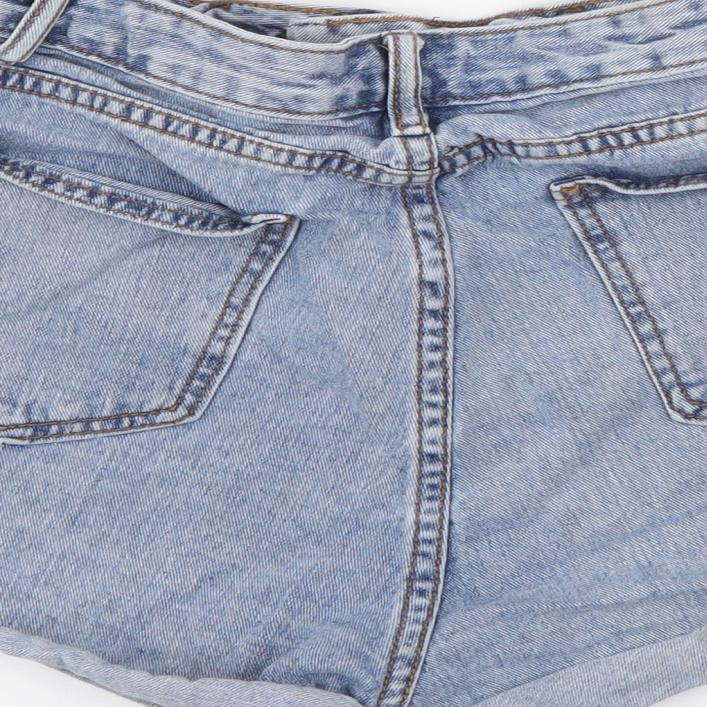SHEIN Womens Blue Cotton Hot Pants Shorts Size M Regular Button