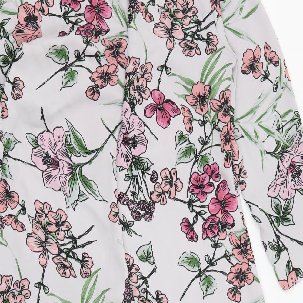 Very Womens Grey Floral Polyester Sheath Size 10 Round Neck Zip