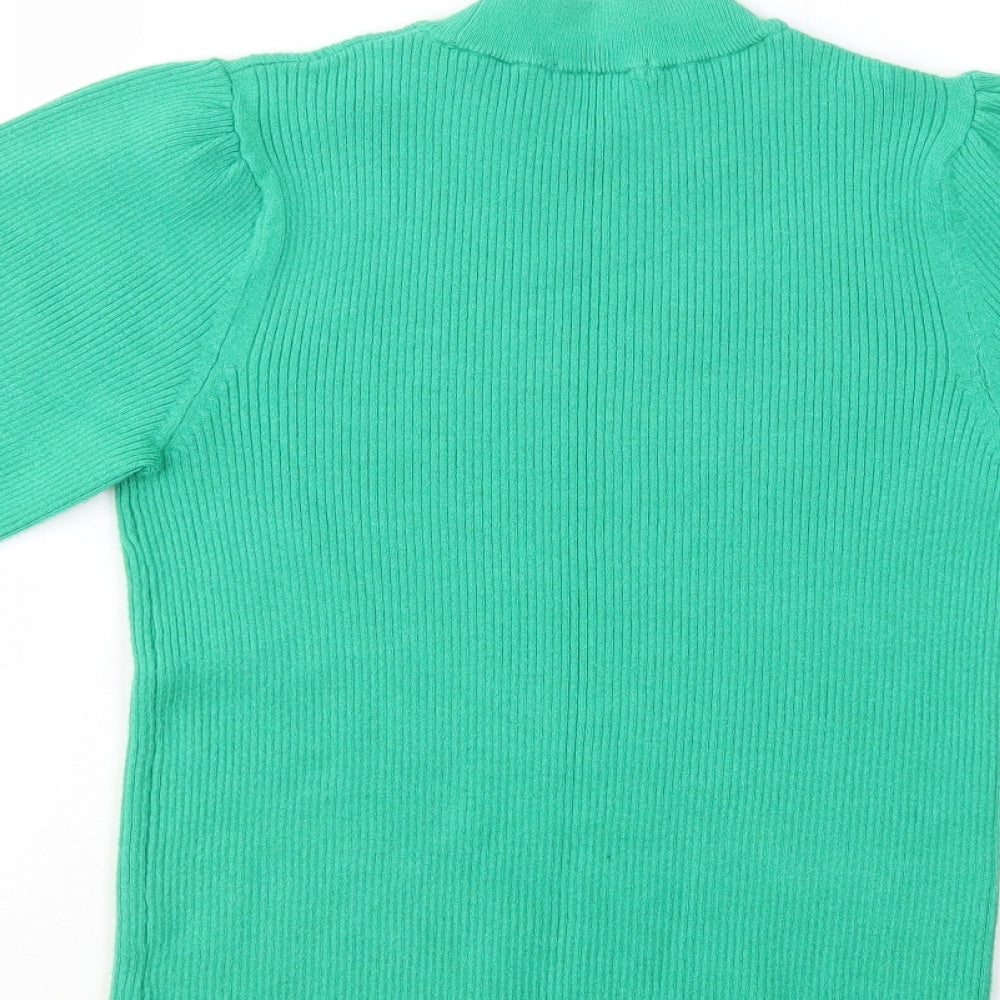 TU Womens Green Mock Neck Viscose Pullover Jumper Size 10