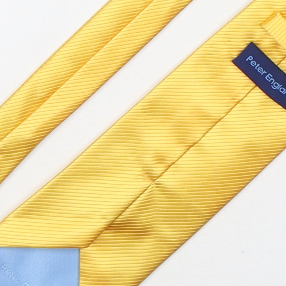 Peter English Mens Gold Striped Polyester Pointed Tie One Size