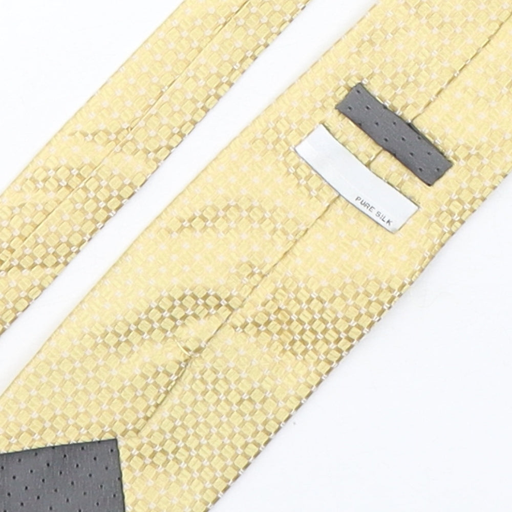 BHS Mens Gold Geometric Silk Pointed Tie One Size