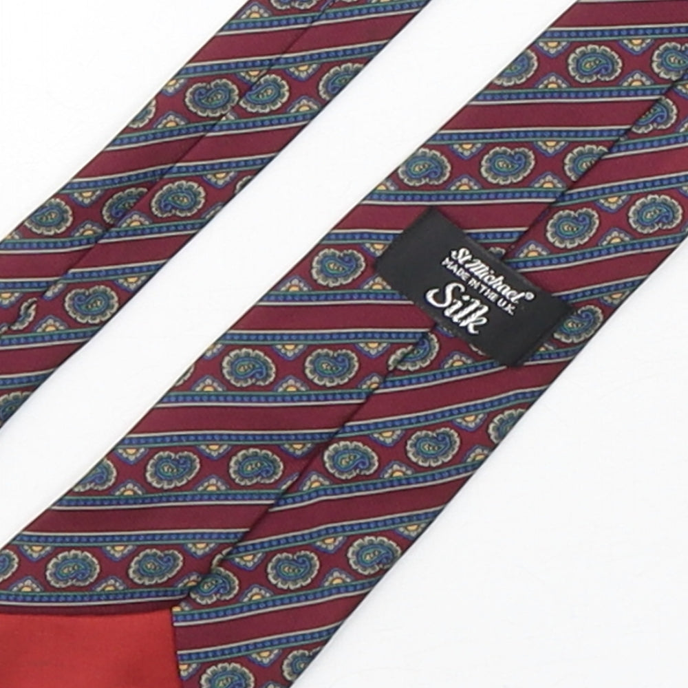 StMichael Mens Multicoloured Striped Silk Pointed Tie One Size