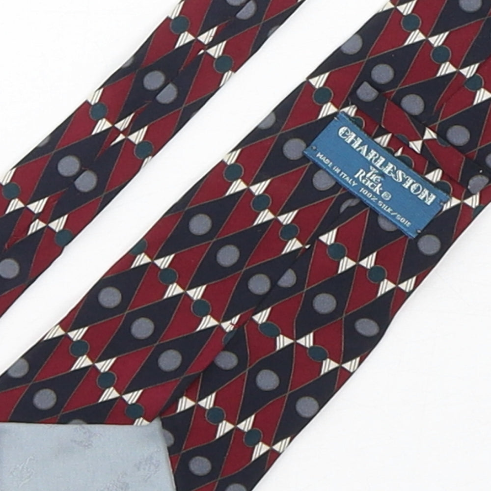 Charleston Mens Multicoloured Geometric Silk Pointed Tie One Size