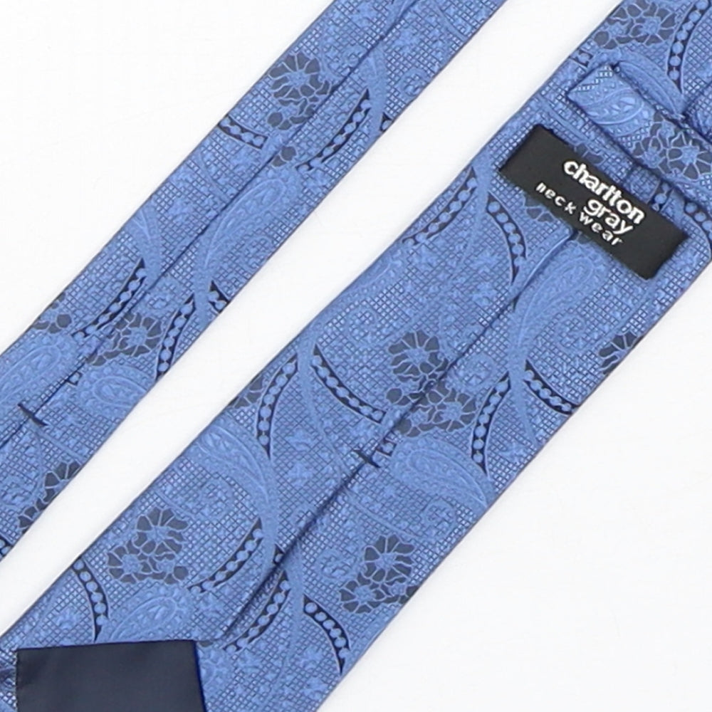 Charlton Gray Mens Blue Paisley Microfibre Pointed Tie One Size