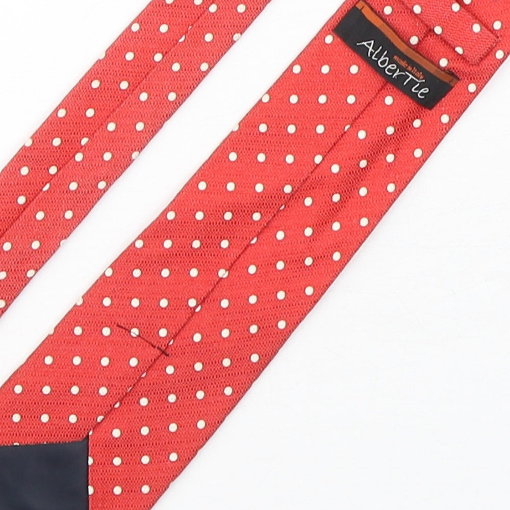 Albertie Mens Red Polka Dot Silk Pointed Tie One Size
