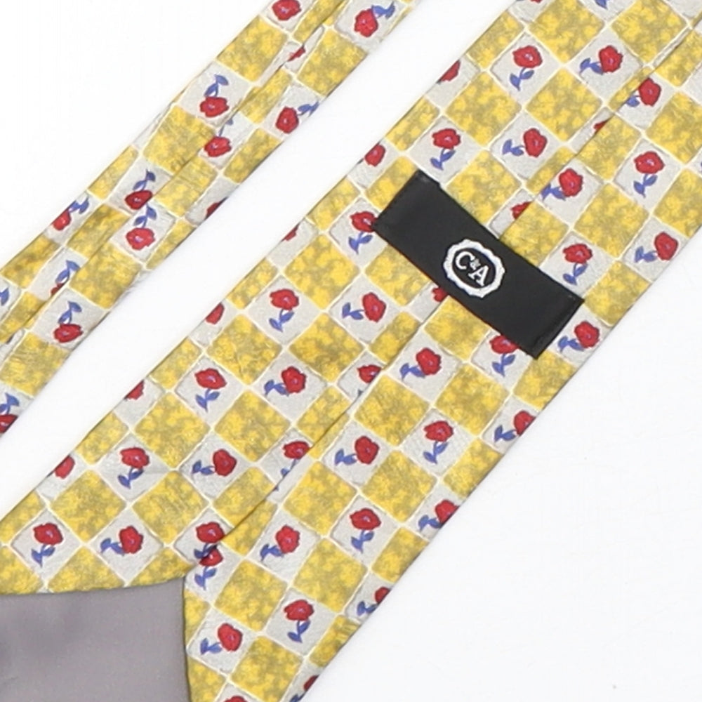 CandA Mens Multicoloured Plaids & Checks Polyester Pointed Tie One Size