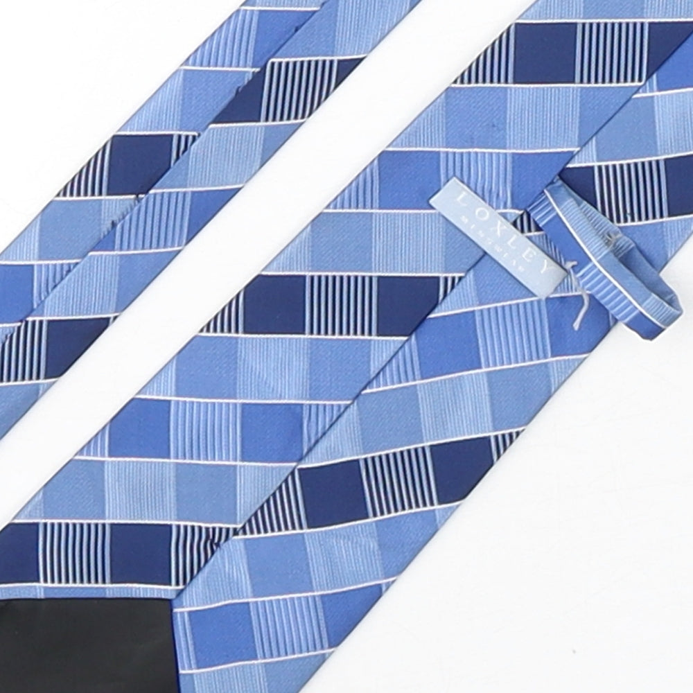 Loxley Mens Blue Plaids & Checks Polyester Pointed Tie One Size