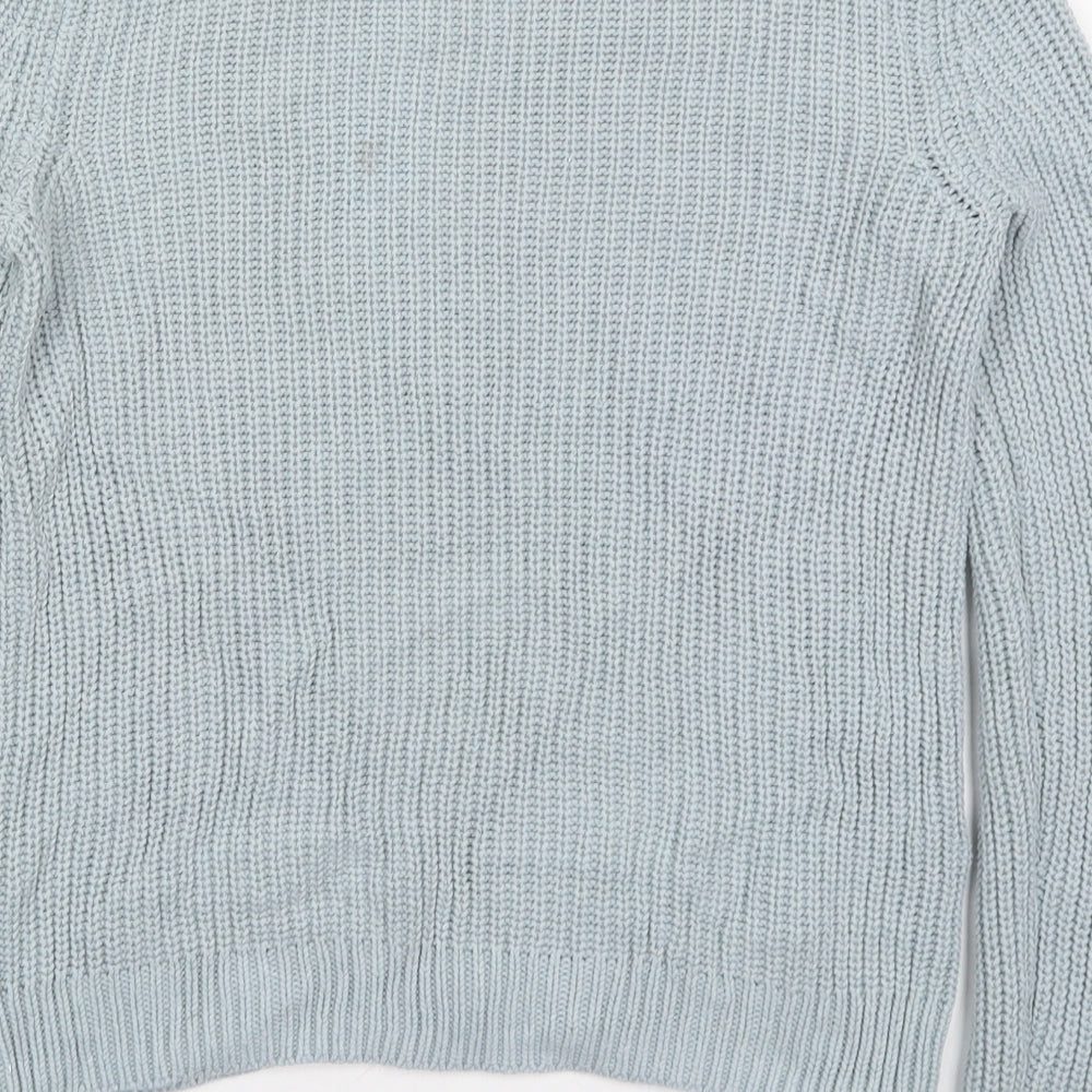 H&M Womens Blue Round Neck Cotton Pullover Jumper Size M