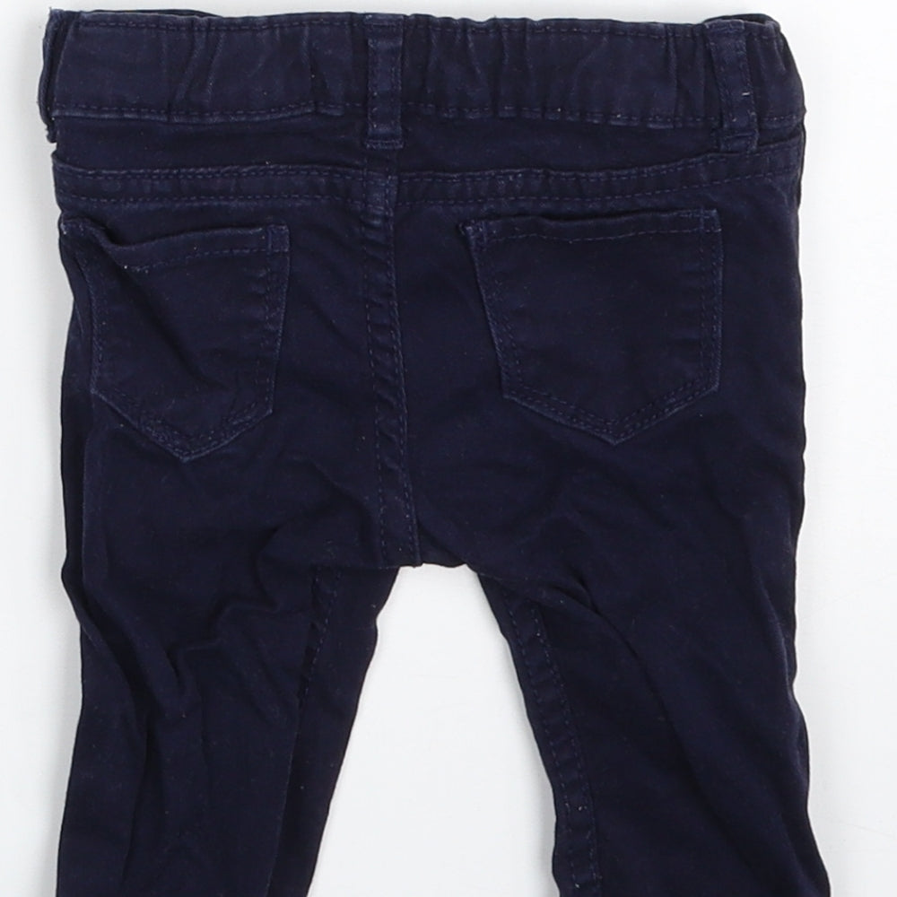 OshKosh B’gosh Girls Blue Cotton Cropped Trousers Size 6-9 Months Zip