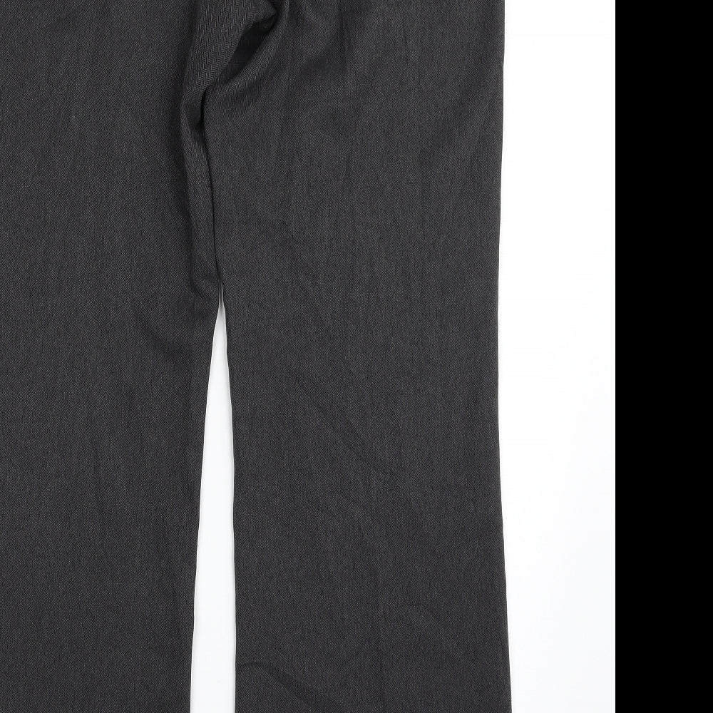editions Womens Grey Houndstooth Polyester Trousers Size 12 L31 in Regular Zip