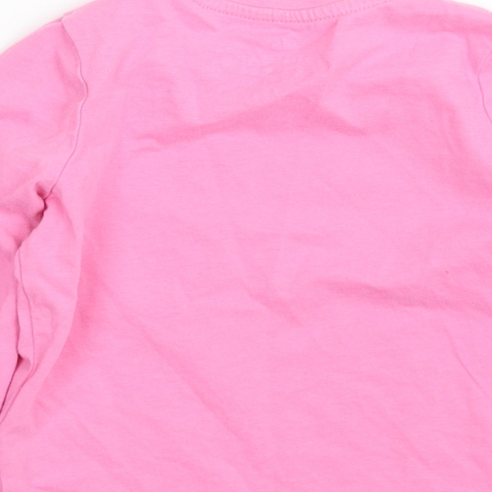 Marks and Spencer Girls Pink Cotton Pullover T-Shirt Size 2-3 Years Crew Neck Pullover - It's cool to be you