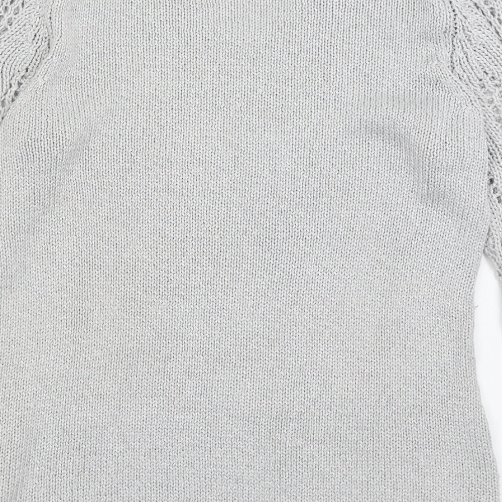 BHS Womens Grey V-Neck Acrylic Pullover Jumper Size 12