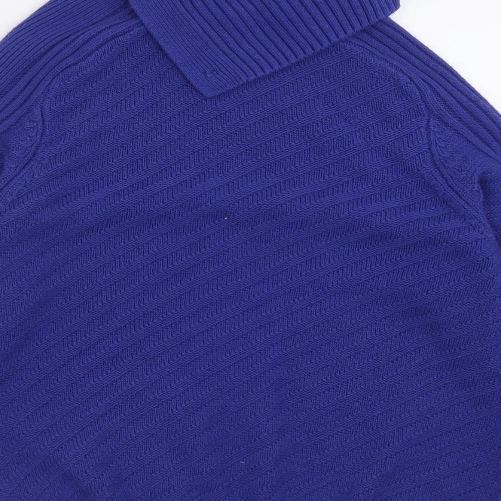 Marks & Spencer Womens Blue High Neck Acrylic Pullover Jumper Size S