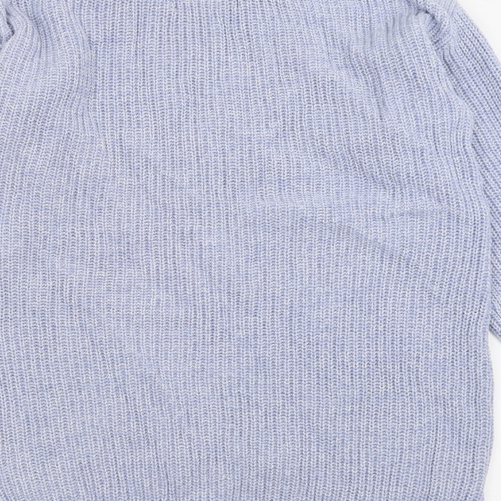 Marks & Spencer Womens Blue Crew Neck Cotton Pullover Jumper Size S