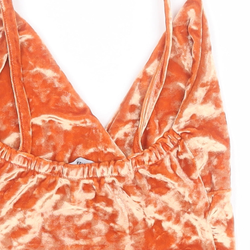 PRETTYLITTLETHING Womens Orange Polyester Cropped Tank Size 6 Sweetheart