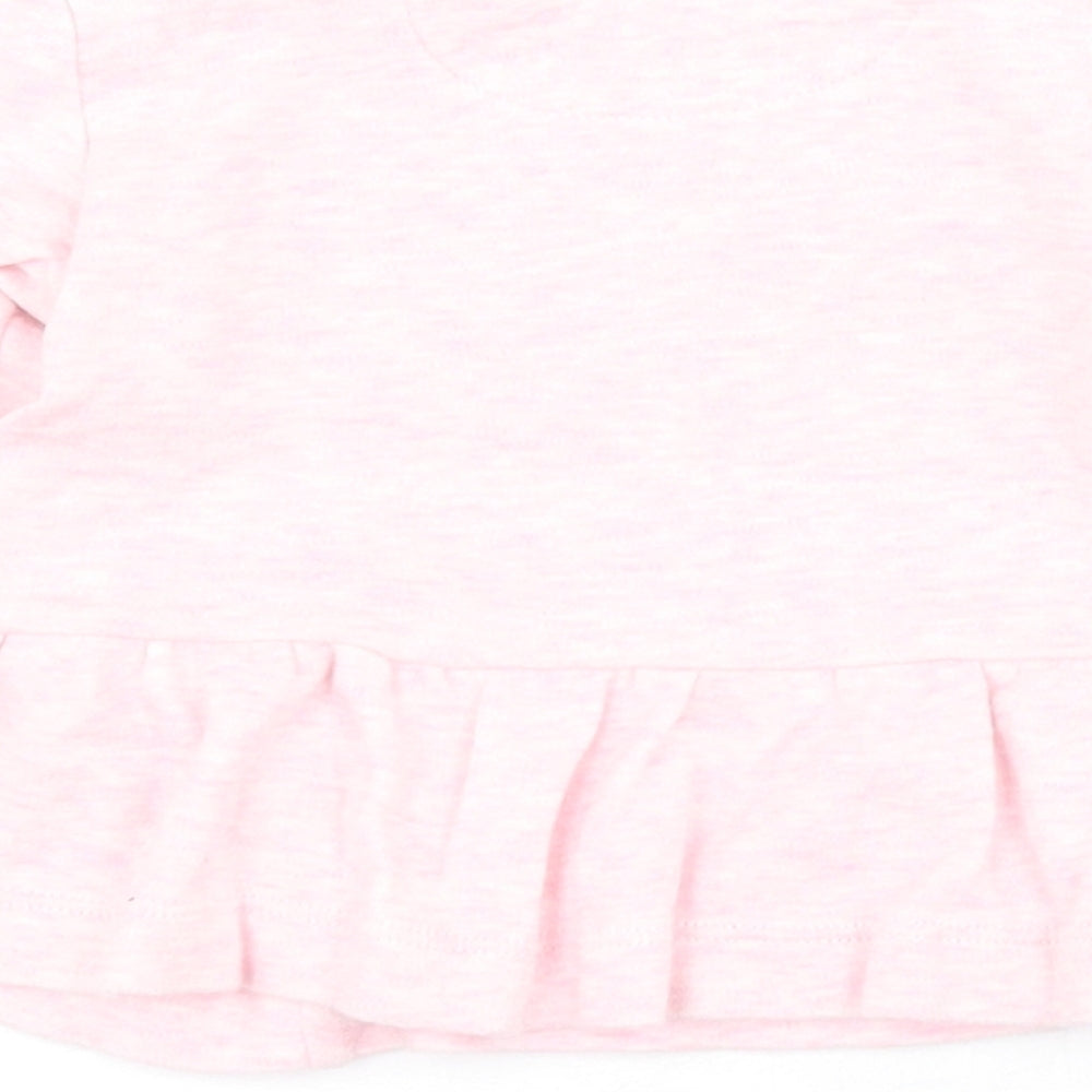 BHS Baby Pink 100% Cotton Pullover T-Shirt Size 3-6 Months Round Neck Snap - Rabbit