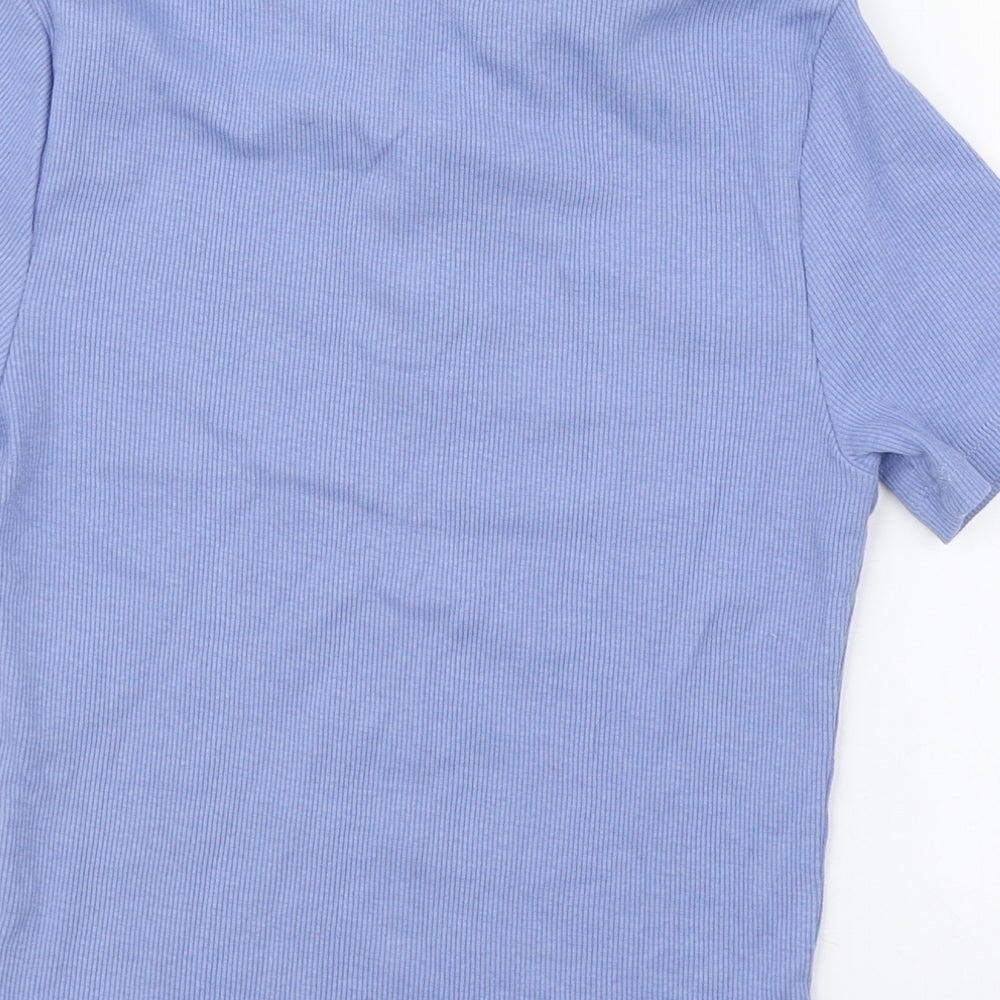 New Look Girls Blue Cotton Basic Polo Size 12-13 Years Collared Button