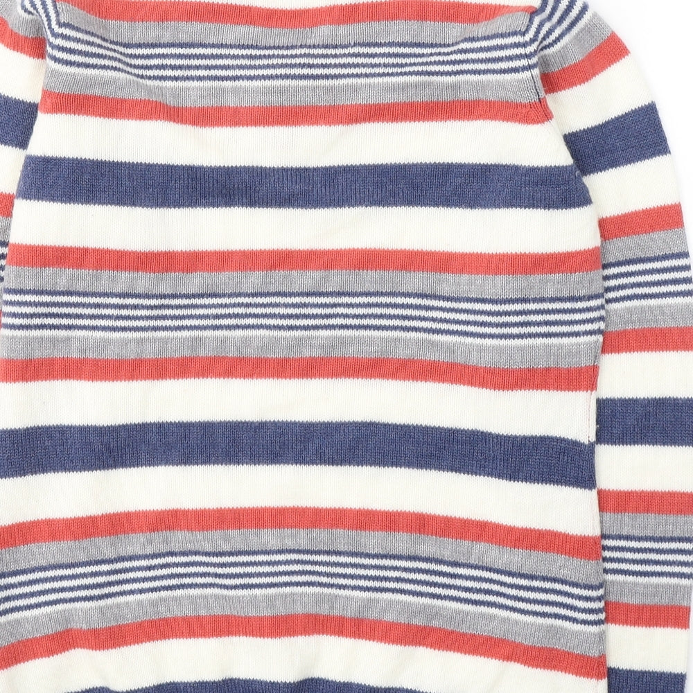 Isle Womens Multicoloured V-Neck Striped Acrylic Pullover Jumper Size 10