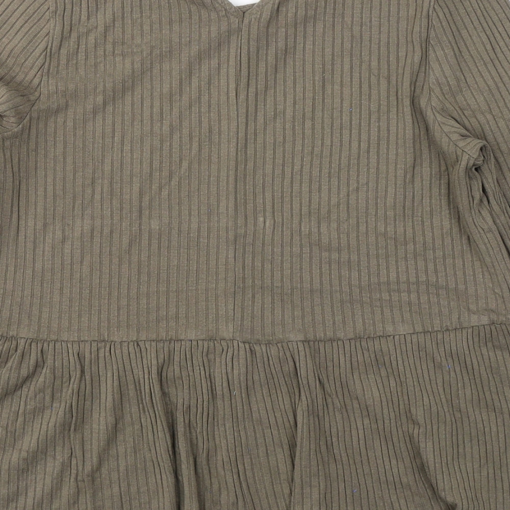Capsule Womens Green Viscose Jersey Blouse Size 16 Round Neck