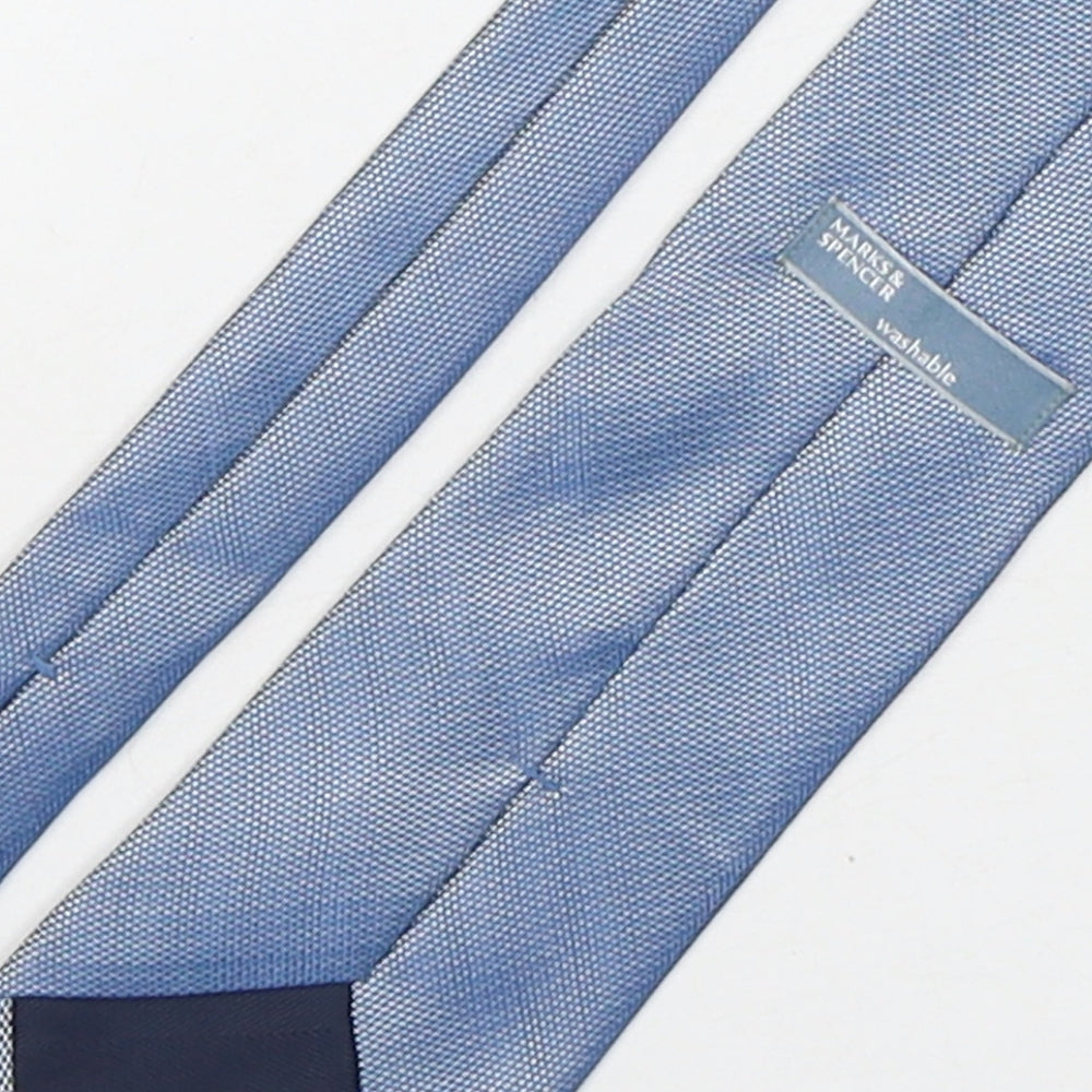 Marks & Spencer Mens Blue Grenadine Polyester Pointed Tie One Size