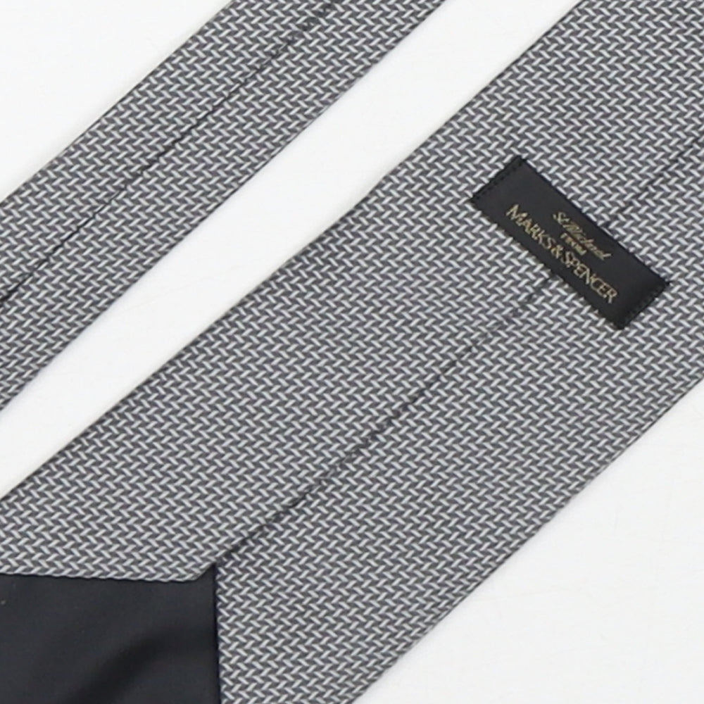 Marks & Spencer Mens Grey Geometric Polyester Pointed Tie One Size