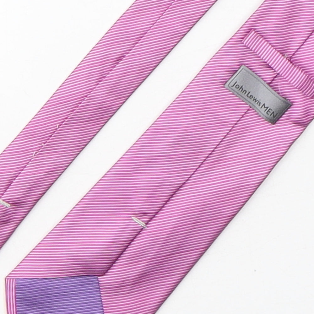 John Lewis Mens Pink Striped Silk Pointed Tie One Size
