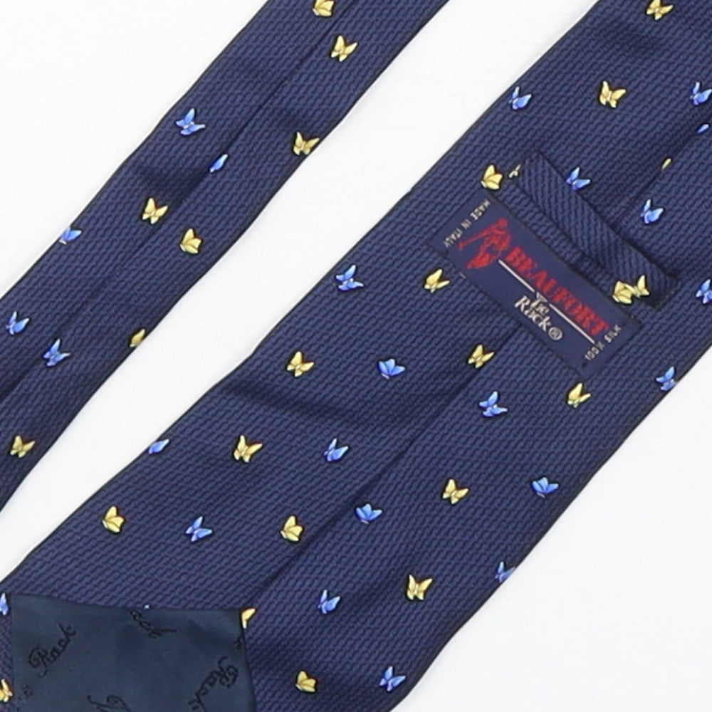 Beaufort Mens Multicoloured Geometric Silk Pointed Tie One Size - butteflies