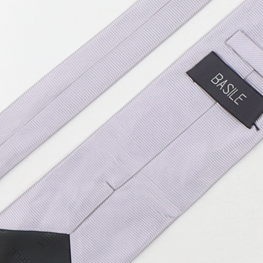 Basile Mens Silver Silk Pointed Tie One Size