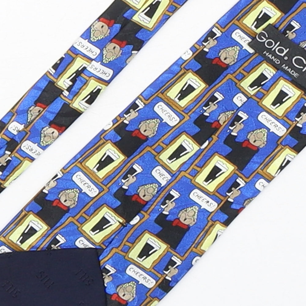 Gold City Mens Multicoloured Geometric Polyester Pointed Tie One Size