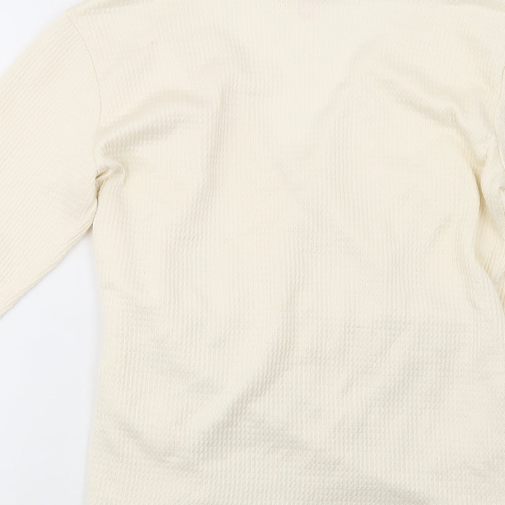 Savida Womens Ivory Polyester Basic Blouse Size S V-Neck