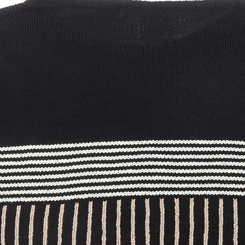 Wallis Womens Black Boat Neck Striped Acrylic Pullover Jumper Size M