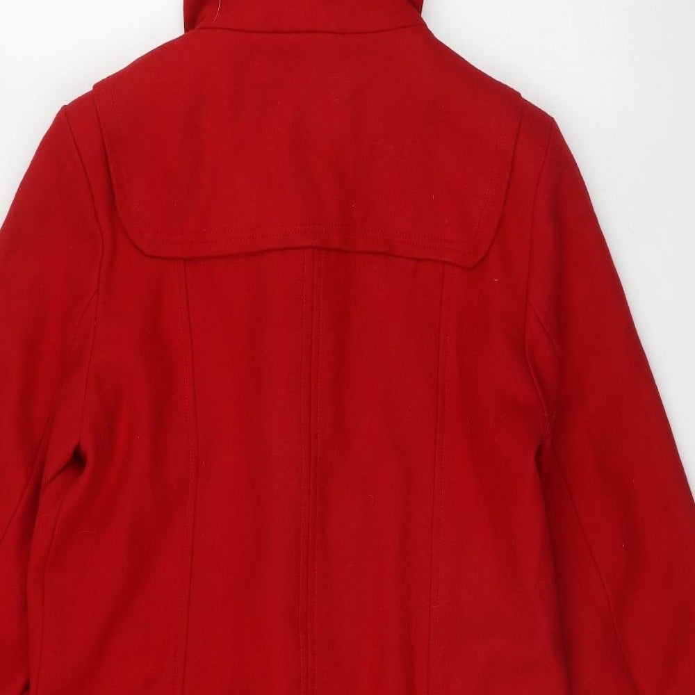 Be Beau Womens Red Parka Jacket Size 14 Buckle