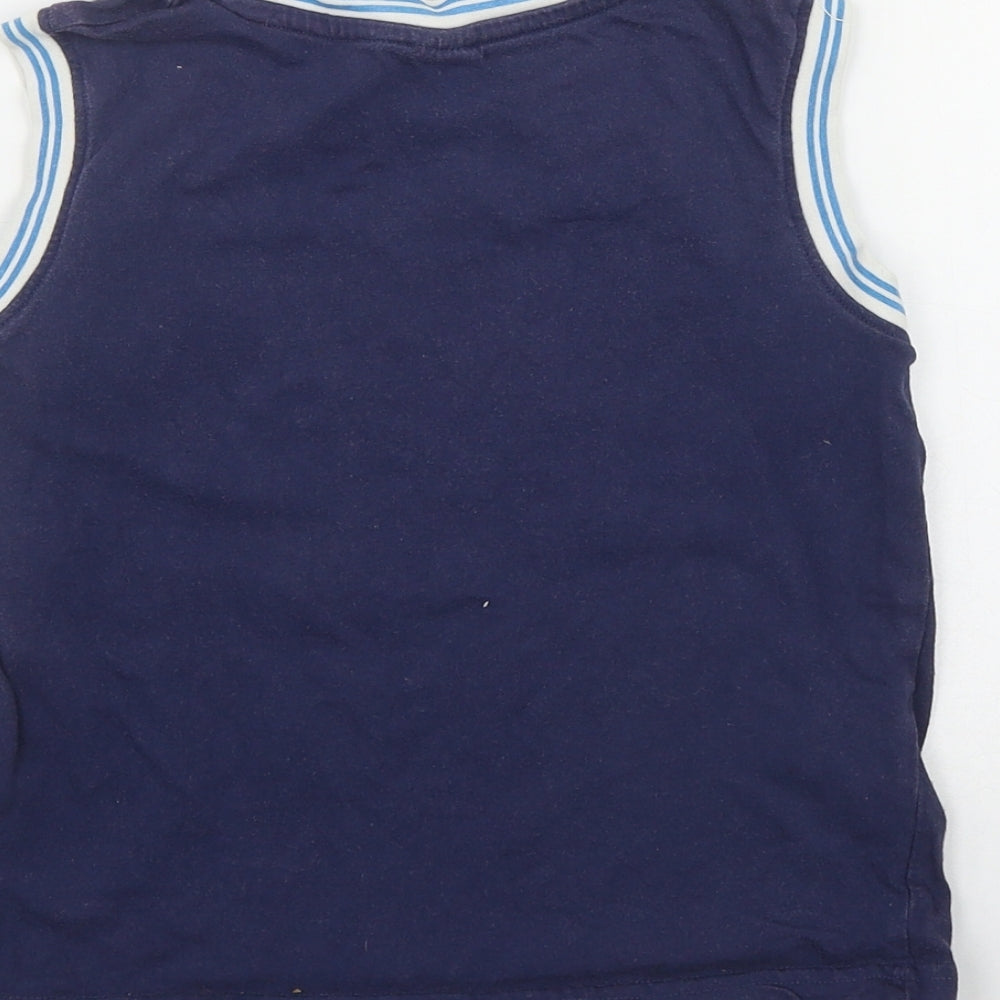 S G Junior Boys Blue Cotton Basic Tank Size 5-6 Years Round Neck
