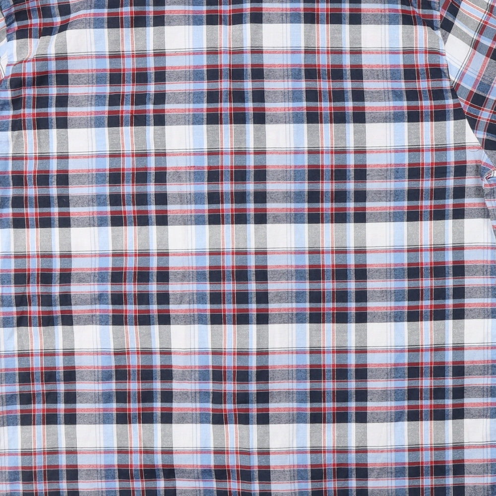Malay Mens Blue Plaid Cotton Button-Up Size M Collared Button