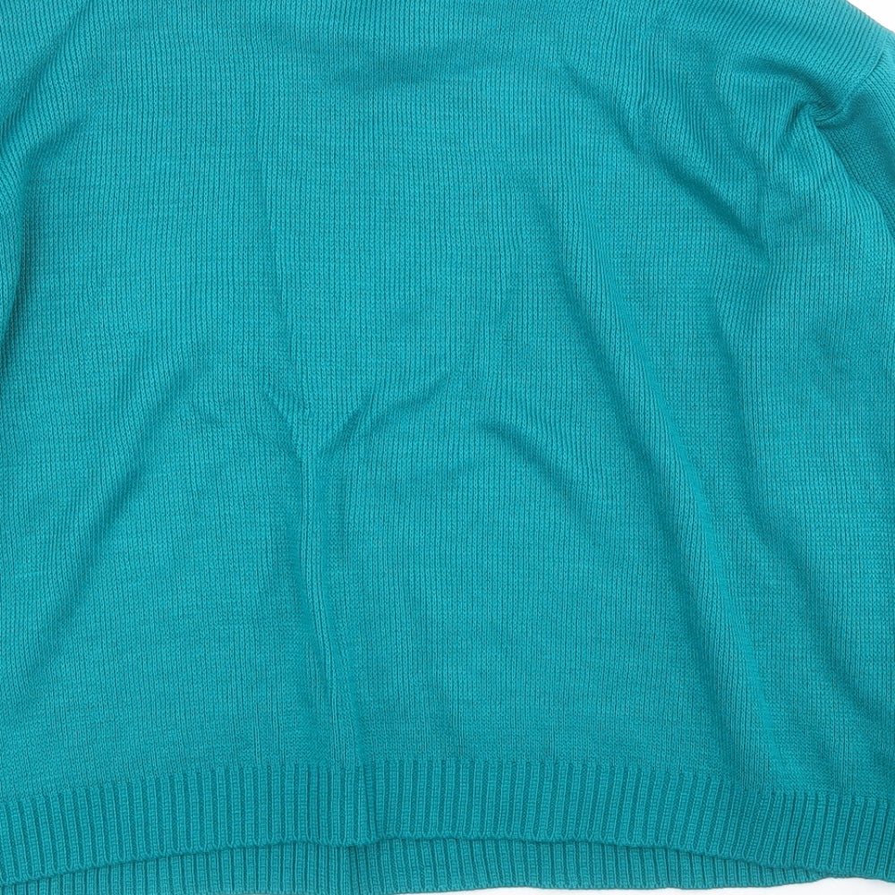 Perception Womens Green Collared Acrylic Pullover Jumper Size L