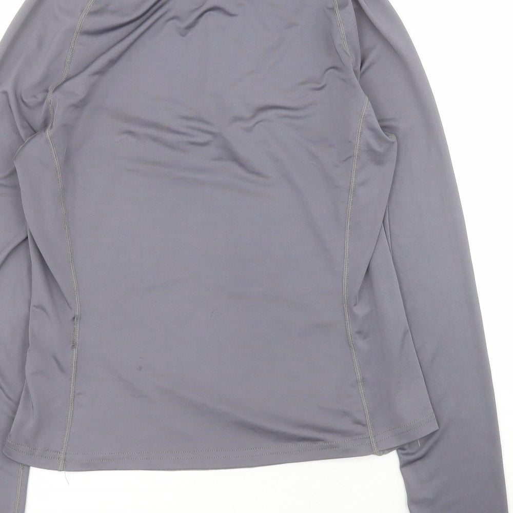 SheIn Womens Grey Polyester Pullover T-Shirt Size M Collared Zip
