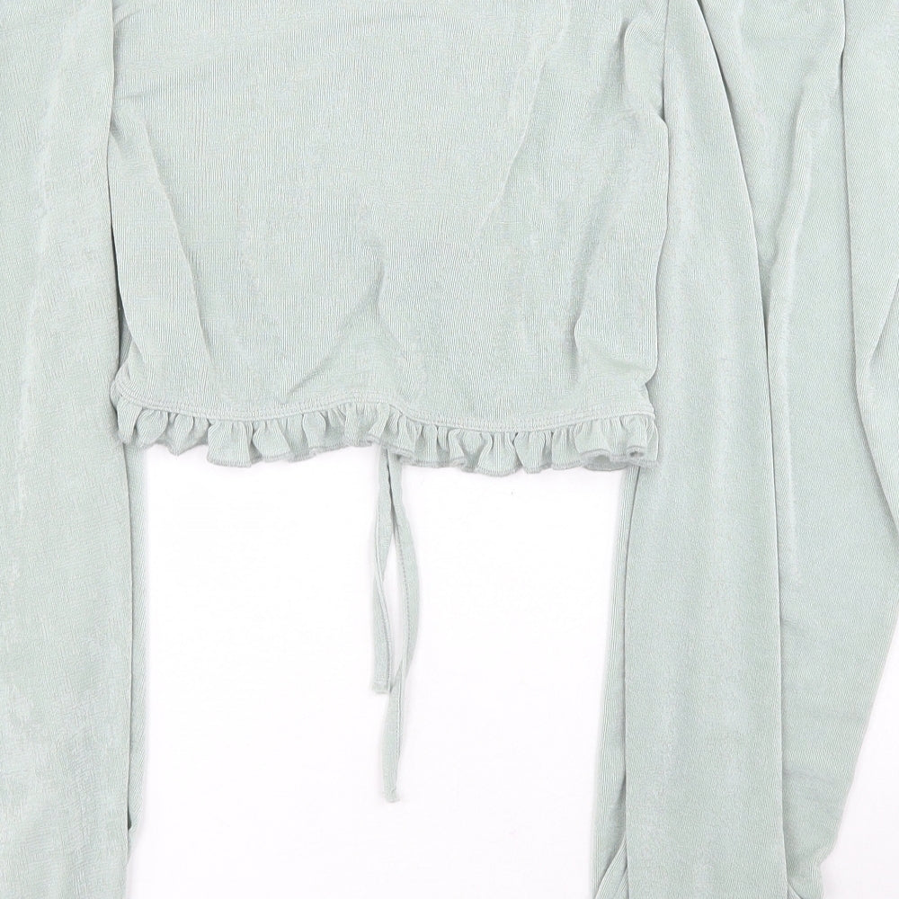 SheIn Womens Green Polyester Basic Blouse Size L Off the Shoulder